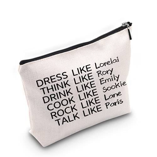 ZJXHPO Movie Inspire Makeup Bag DRESS LIKE Lorelai THINK LIKE Rory Cosmetic Bag The Movie Fans Gift Makeup Zipper Bag Bag (Lorelai Rory)