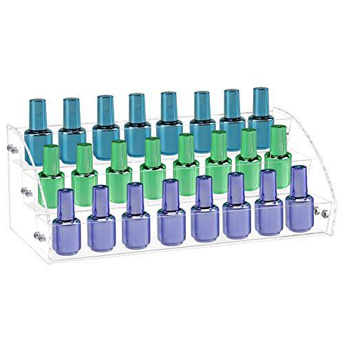 Tasybox Acrylic Nail Polish Holder Organizer Rack, Clear Essential Oils Storage Nail Varnish Display Stand, 3 Tier