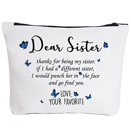 Sister Gifts from Sisters Funny, Sister Gifts from Brother, Sister Birthday Gifts, Gift for Sister Soul Sister Gifts Big Little Girl Makeup Bag-Thanks for My Sister