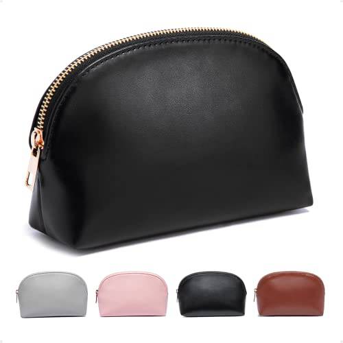 Vorspack Makeup Bag Small Travel Cosmetic Bag Lightweight PU Leather Cosmetic Organizer Pouch for Women (Small) - Black