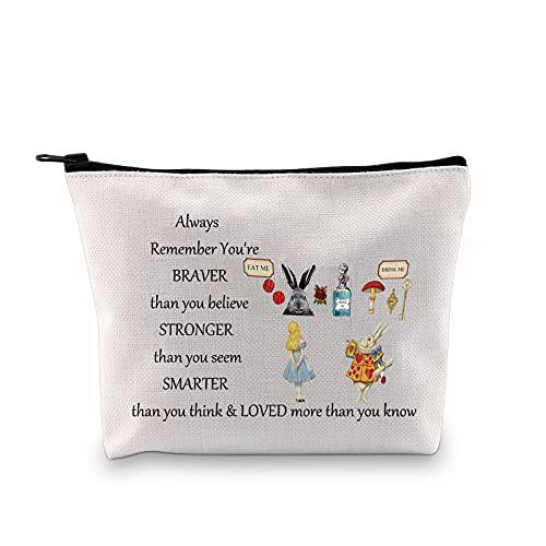 LEVLO Alice Movie Cosmetic Make up Bag Alice Fairy Tale Fans Gift Alice You Are Braver Stronger Smarter Than You Think Makeup Zipper Pouch Bag For Women Girls (Alice Bag)