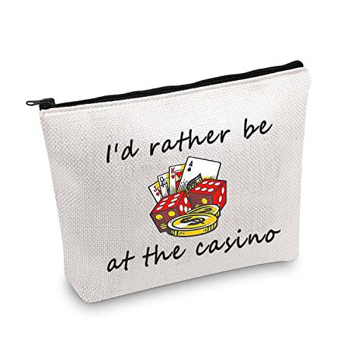 JXGZSO Gambler Gift I’d Rather Be At The Casino Makeup Bag Lucky Dice Pouch Bag Casino Lover Gifts