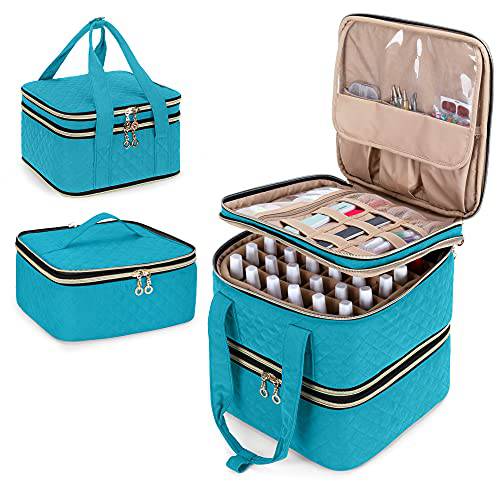 YARWO Nail Polish Organizer Case Holds 72 Bottles (15ml/0.5 fl.oz), Detachable Storage Bag for Nail Polishes and Nail Art Tools, Teal (Bag Only, Patent Pending)