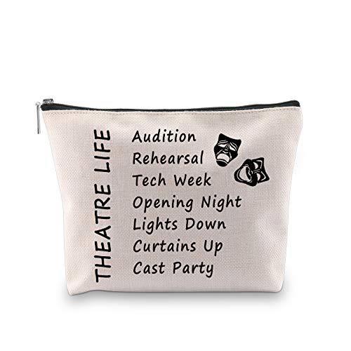 PXTIDY Theatre Life makeup Bag Drama Theater Gifts Comedy Tragedy Mask Theatre Drama Makeup Bag Drama Actor Actress Gifts Cosmetic Pouch Broadway Musical Drama Teacher Graduates Gift(beige)