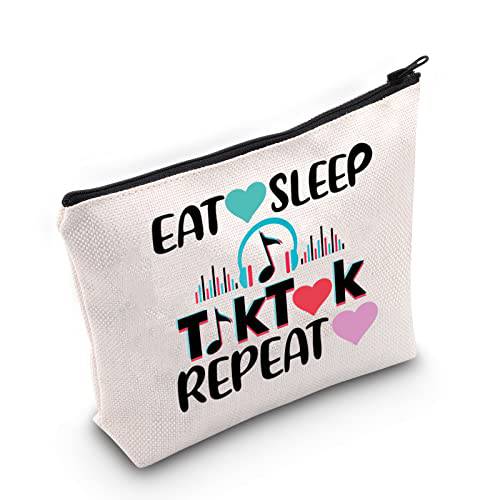 LEVLO Video Cosmetic Bag Video Fans Gift Eat Sleep Video Repeat Makeup Zipper Pouch Bag For Women Girls( Video Tik Repeat)