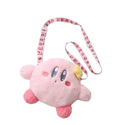 Pink Cartoon Plush Kirby Makeup Cosmetic Bag Cute Handbag Shoulder Bag Organizer (Shoulder bag)