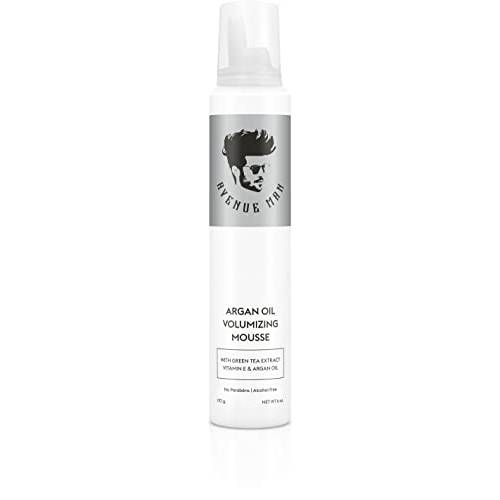 Argan Oil Volumizing Mousse for Men (6 oz) - Strong Hold Mousse with Organic Extracts for All Hair Types - Alcohol & Paraben Free Aerosol - Made in the USA