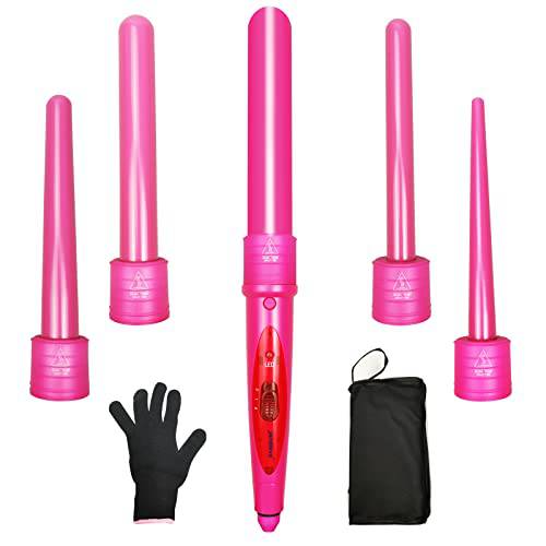 Curling Iron Set, janelove 5-in-1 Hair Iron Kit Instant Heat Up Hair Curler with 5 Barrels (9mm to 32mm) and Temperature Adjustments, Heat Protective Gloves and Portable Bag