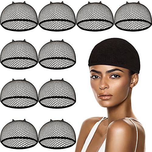 Wig Caps,Smilco 10 Pieces Mesh Wig Cap Net,Weaving Hair Net,Fishnet Wig Cap For Women(Black)