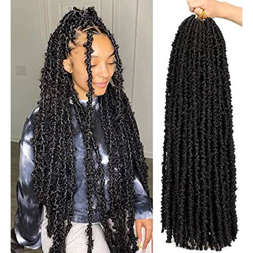 ZRQ 30 Inch Distressed Faux Locs Long Butterfly Locs Crochet Braids Hair Pre-looped Synthetic Crochet Soft Locs 30 In Goddess Locs Hair Extensions (6 Pack 1B)