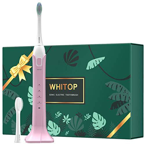 WHITOP CD-10 Sonic Electric Toothbrush for Women Electronic Power Rechargeable Ultrasonic Tooth Brush with Wireless Charging, 4 Modes, Pressure Sensor, Smart Timer, Once Charge for 100 Days