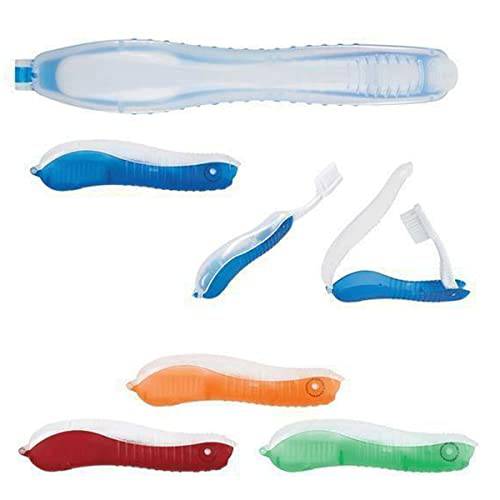 21Supply Travel Toothbrush Assorted( Red, Green, Blue) - Portable Toiletries Travel Kit Accessories w/ Soft Bristles & Extra Covers - 2 in 1 Holder & Case Bulk Wholesale (30pcs)