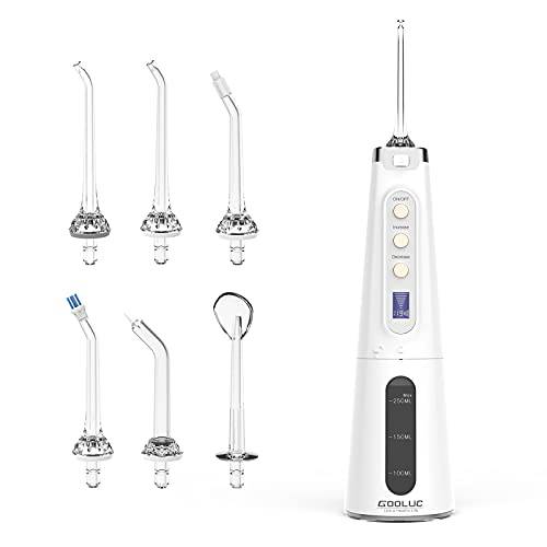 Cordless Water Flosser, GOOLUC Ozone Generator Dental Oral Irrigator for Teeth, Gums and Braces, Water Teeth Cleaner with 8 Modes, Waterproof Rechargeable and Portable for Home and Travel