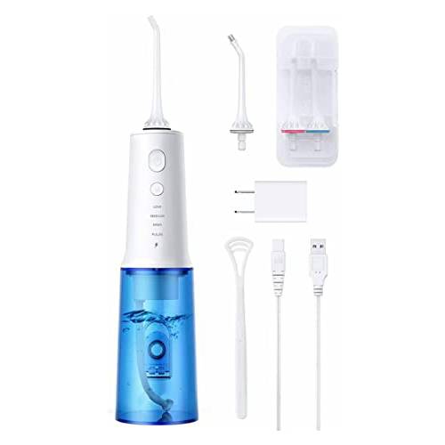 Water Flosser Cordless for Teeth, IPX7 & Rechargeable, Portable Teeth Cleaner 4 Modes with 320ml Water Tank Dental Oral Irrigator for Travel Home, Braces & Bridges Care