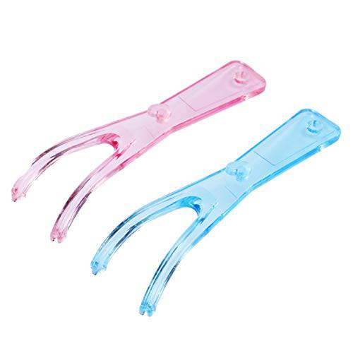 EXCEART 2PCS Dental Floss Holder Built- In Spool Flat Wire Dental Floss Replacement Rack for Teeth Floss Holder (Pink+ Blue)