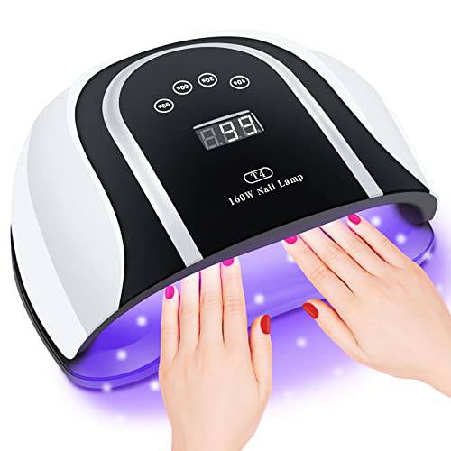 HUGMAPLE 120W UV LED Nail Lamp Professional Curing Gel Polish Lamp for Nails – 4 Timers Settings, Automatic Sensor, Fast Nail Dryer UV Light with Portable Handle and Large Space (White)