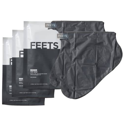 FEETS Hydrating Foot Mask with Tea Tree and Peppermint (3-Pack) | Perfect for Men and Women | Deeply Moisturizes Full Foot and Heel | Ultra Hydrating | Soften Calluses, Nourish Heels, and Cool Feel