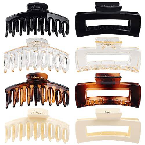 Claw Clip Hair Clip 8 Pack 4.3 Ihch Rectangular Hair Clips for Women Girls Large Hair Jaw Clips Hair Clamps