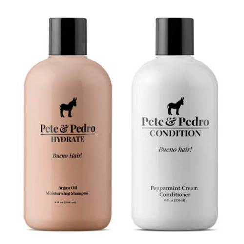 Pete & Pedro HYDRATE and CONDITION Hair Care Set | Argan Oil Moisturizing Shampoo and Hydrating Peppermint Conditioner For Men & Women | As Seen on Shark Tank, 8 oz. Each