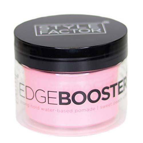 Style Factor EDGE BOOSTER Strong Hold Water Base Pomade- Excellent for Taming Edges & Braiding Hair (Sweet Peach, 3.38oz)