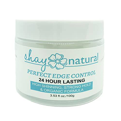 SHAY NATURAL Perfect Edge Control Gel | 24 Hour Lasting Super Strong Hold Specially For 4C Hair Type, | Promotes Growth Along Hair Line | Prevents Dryness & Softens (100g Jar)