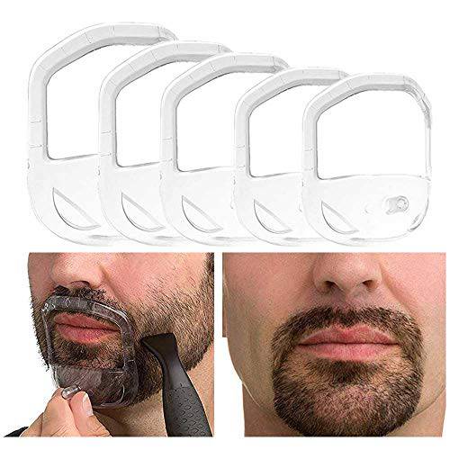 Beard Shaper Goatee Mustache Grooming Tool Face Hair Styling Template for Man - Transparent - 5 PCS/Set (Transparent)