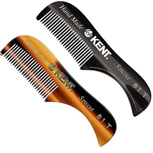 Kent A 81T Bundle X-Small Gentleman’s Beard and Mustache Pocket Comb, Fine Toothed Pocket Size for Facial Hair Grooming and Styling. Saw-cut of Cellulose Acetate, Hand Polished. Hand-Made in England