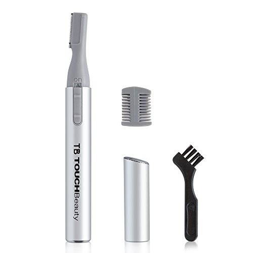 TOUCHBeauty Electric Eyebrow Trimmer for Women Portable Eyebrow Hair Remover Metal Cover, Battery Powered Ladies Hair Shaver Silver