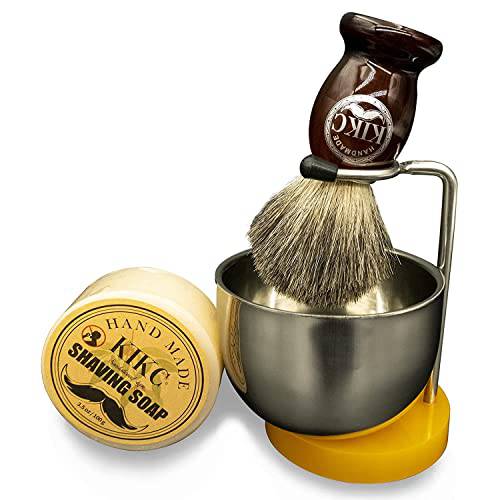 KIKC New Luxury Shaving kit - Shaving Brush, Safety Razor, Shaving Cream, Synthetic and Badger Hair with Soap and Bowl, Can Replace Hair Knots Arbitrarily, Hair Salon Tool
