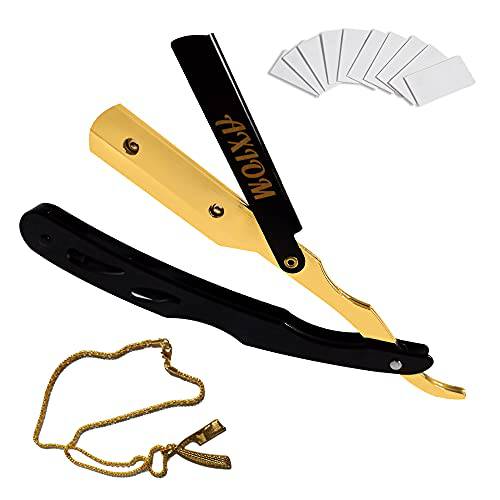 Axiom Professional Straight Razor - 30 Double Edge Derby Blades for Men – Stainless Steel Barber Straight Edge Razor Kit for Smooth Cut Throat Shavette for Individuals & Salons - Special Chain Gift