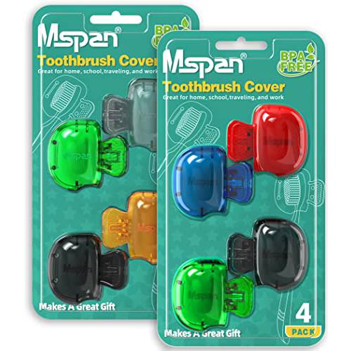 Mspan Electric Toothbrush Cover Cap: Brush Head Protector Cute Plastic Clip Pod - Toothbrush Travel Case for Traveling & Home - 8 Packs