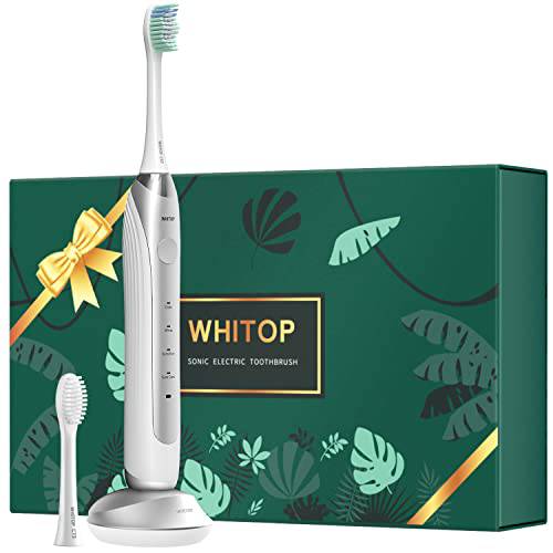 WHITOP CD-01 Pro Sonic Electric Toothbrush for Adults Wireless Charging Rechargeable Toothbrushes with 2 Brush Heads, 4 Modes, Pressure Sensor, Smart Timer, Once Charge for 240 Days