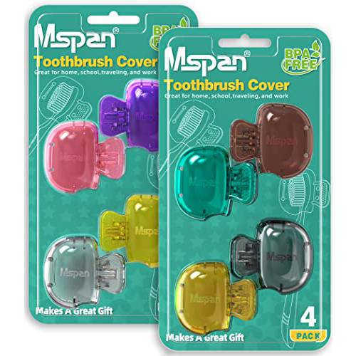 Mspan Toothbrush Head Cover Cap: Toothbrush Protector Brush Pod Case Protective Plastic Clip - 8 Packs