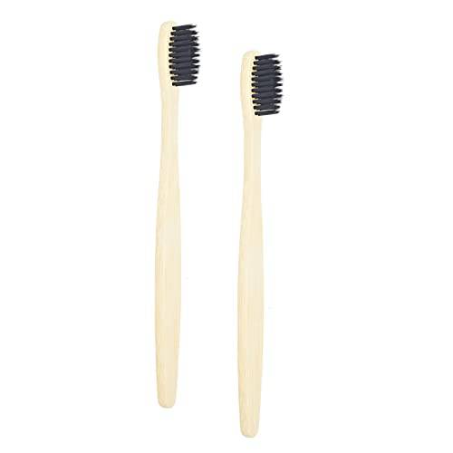 SEVENHEAD 2 PCS Bamboo Toothbrushes Soft Bristles Wooden Toothbrushes for Adult, Natural Biodegradable BPA Free Eco Friendly Toothbrushes Black