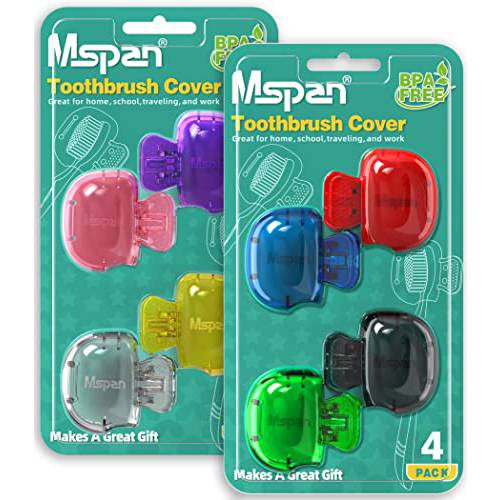 Mspan Toothbrush Head Cover Cap: Tooth Brush Protector Clip Compatible with Oral-B Philips Colgate AquaSonic - 8 Packs