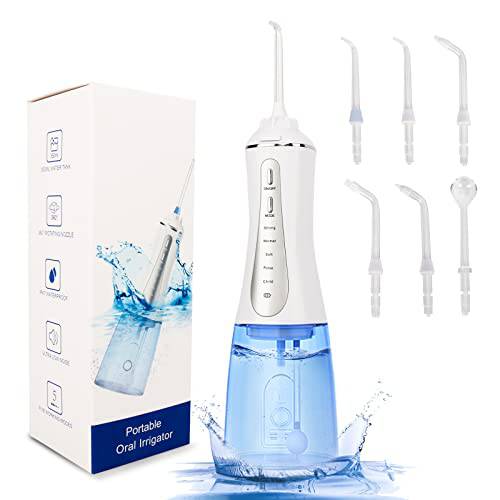 Water Flossers for Teeth, Cordless Dental Oral Irrigator Teeth Cleaner 400ML Portable and Rechargeable IPX7 Waterproof with 5 Modes, Water Flossing for Home and Travel (Black)