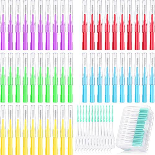 350 Pieces Braces Brush Interdental Brush Floss Brushes, Flosser Toothpick Oral Dental Hygiene Cleaners Soft Gum Picks Brow Brushes Dental Cleaners Tooth Cleaning Tool, Mixed Color(null)