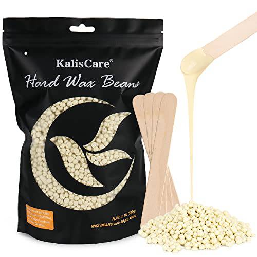 KalisCare Hair Removal Kit, Coconut Oil Hard Wax Beads 1.1 lb with 30 Sticks - Brazilian Bikini Waxing for Full Body, Face, Legs, Eyebrows - Refill Pearl Beans for Wax Warmers