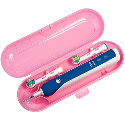 Nincha Portable Replacement Plastic Electric Toothbrush Travel Case for Oral-B Pro Series (Pink)