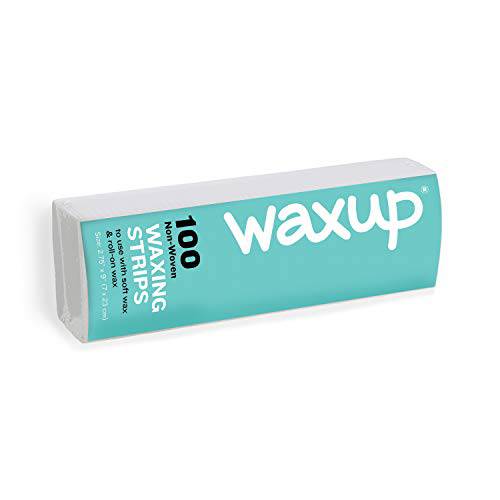 waxup Non-Woven Wax Strips 3x9, Disposable Large Waxing Strips to Use with Hair Removal Soft Wax, for Facial and Body Areas (Legs, Bikini, Arms, Face, Brow, Upper Lip), Self Waxing, 100 pieces
