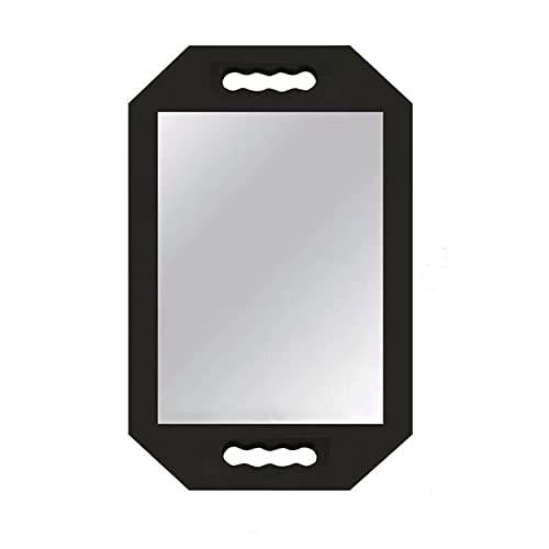 Rimosy Lightweight Handheld Mirror - Black Foam Handle Mirror for Barbers, Salons and Beauticians - Double Handle Mirror -Easy to Carry & Hold Mirror for Haircuts& Make up