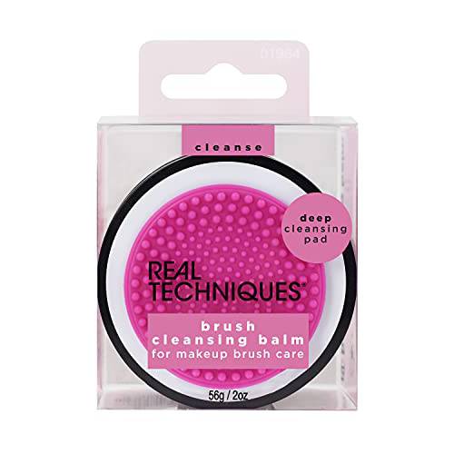 Real Techniques Brush Cleansing Balm and Cleaning Mat, Makeup Brush Cleanser & Shampoo, Makeup Brush Accessory For Brush Care, Easy-To-Use, Removes Makeup & Impurities, Vegan & Cruelty-Free, 1 Count
