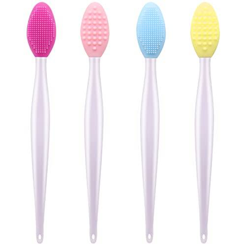 Lip Scrub Brush, Silicone Lip Brush Exfoliating Double-Sided Lip Scrubber Tool, Lightening for Dark and Chap Lips, Exfoliating Brush for a Smoother and Fuller Appearance, Cleaner Lips