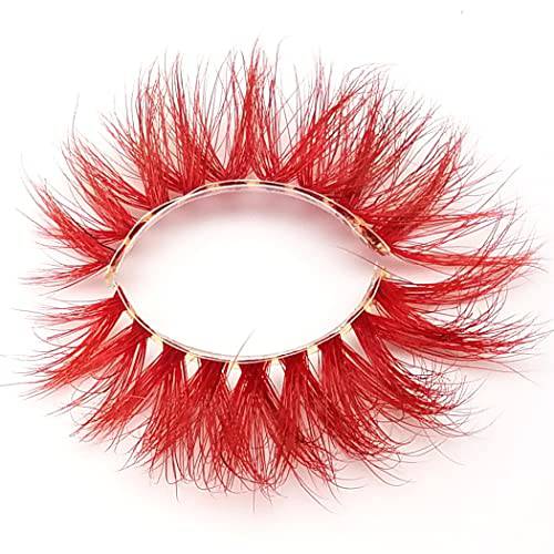 MISSLADY Colored Lashes 25 Color/Style Options 3D Real Mink Strip Lashes Red Eyelashes (M3D-302, 18mm, 1 Pair, Gift Box)
