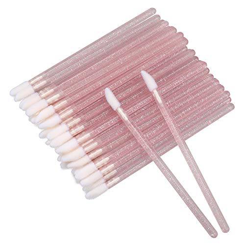 200PCS Crystal Disposable Lip Brushes Lipstick Applicator Lip Wands Makeup Beauty Tool Kits (Pink)