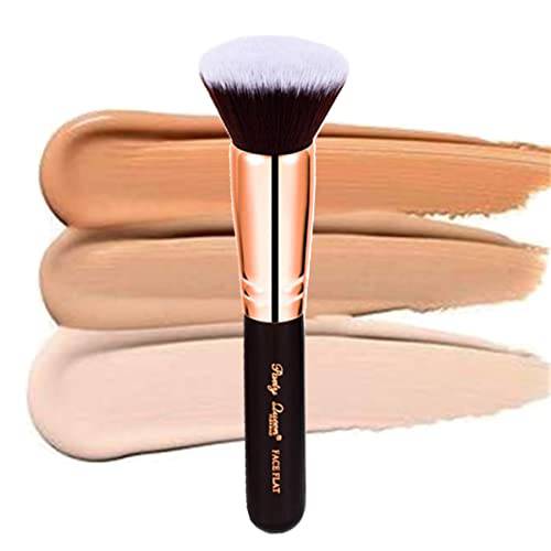 Party Queen Flat Top Kabuki Foundation Brush, Vegan Makeup Tool,Synthetic Makeup Brushes for Liquid, Cream,Blending Mineral,Powder,Buffing Stippling,Easy to Clean, Soft ,Travel Size Makeup Tools,RoseGold