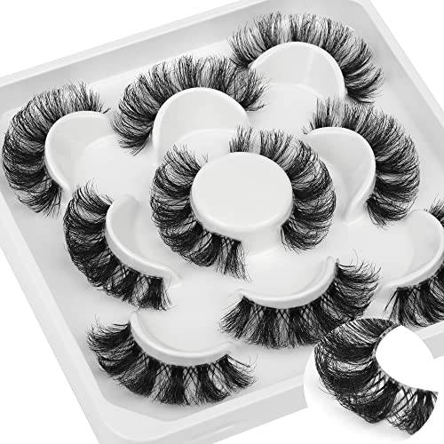 Mink Lashes Fluffy Natural Eyelashes 8D Wispy Fake Lashes that Look Like Extensions Russian Strip False Eyelashes Pack by HeyAlice (Clear Band)