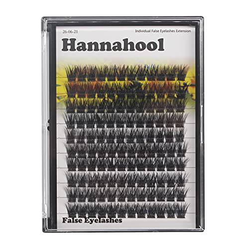 Hannahool Large Pack Wide Stem Cluster Eyelashes D Curl 10-20mm Available Handmade D Curl Wide Stem Individual False Eyelashes 5D Volume DIY Eye Lashes Extensions Beauty Tools (20mm)