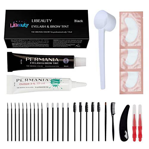 Libeauty Lash Black Color Kit Brow Ti-nt Kit Semi-Permanent Lasting 8 Weeks Eyelash Color Kit For Professional Salon Or Home Hair D-ye Use