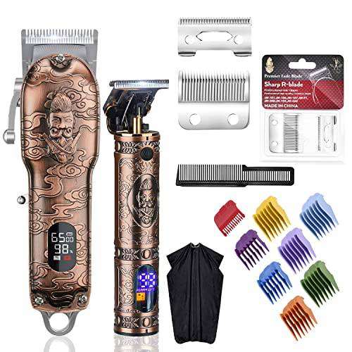 RESUXI Hair Clippers for Men Hair Clippers and Trimmer Set with Replacement Blade,Professional Barber Clippers Clippers for Hair Cutting Beard Trimmer Haircut Grooming Kit USB Rechargeable LCD Display
